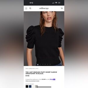 THE JUST ENOUGH PUFF SHORT SLEEVE SWEATSHIRT IN BLACK